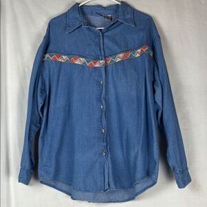 Vintage 1990s Cotton Mili Designs Denum Long Sleeve Button Up Shirt